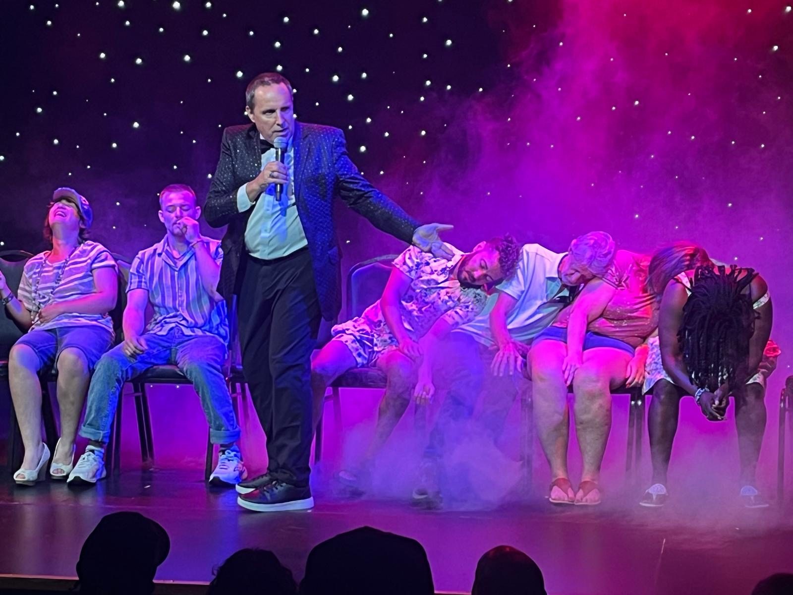 Richard Barker in the pink smoke