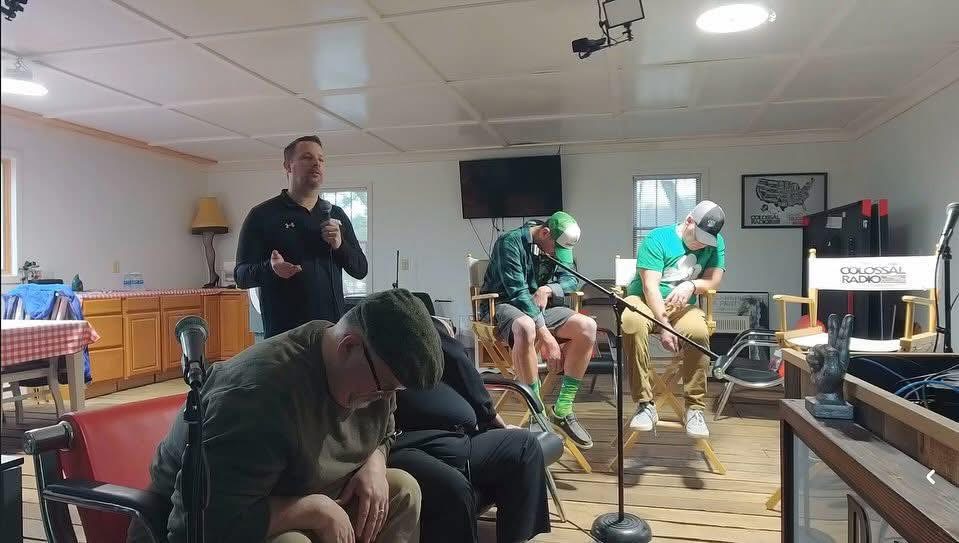 Joe Hussey hypnotizing guests in the Colossal Radio studio